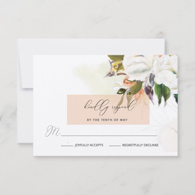 Flores de óleo pintadas manualmente RSVP de Casame (Frente)