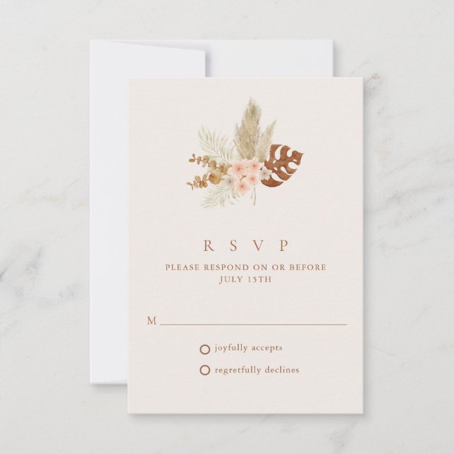 Flores de Outono Boho Casamento Rústico RSVP (Frente)