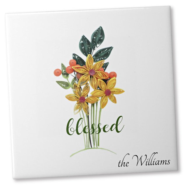 Flores de Outono em Quilling "abençoado" Azulejo d (Criador carregado)