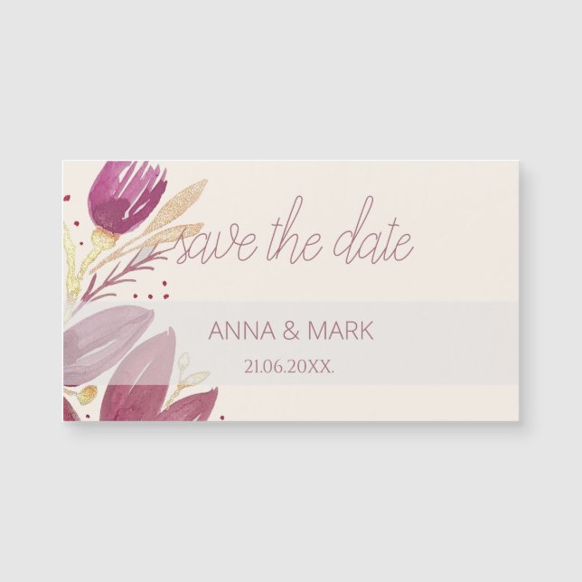 Flores de Paixão, Borgonha de Aquarela e Dourado (Frente)