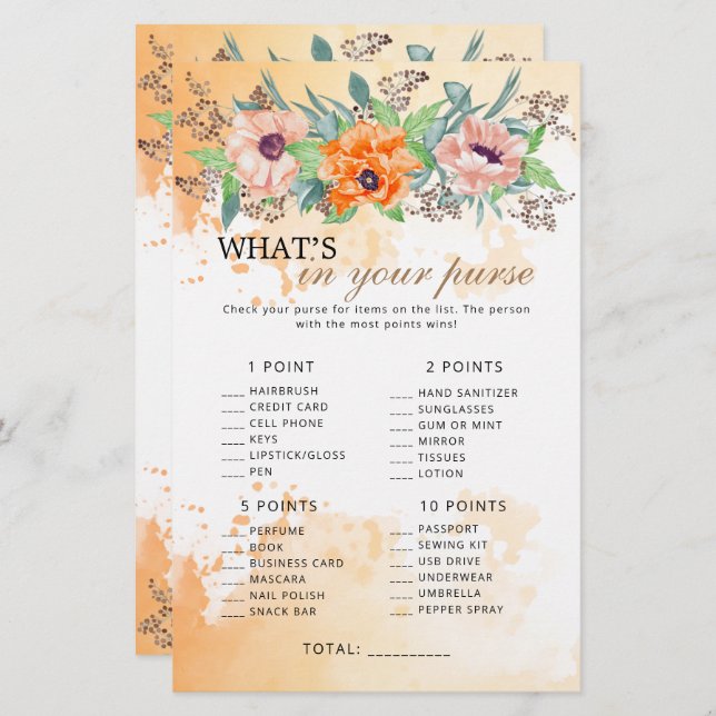 Flores de papoila que está no seu jogo de bolsa (Frente/Verso)