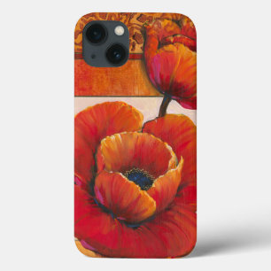 Flores de Papoula em Tan e Orange Background