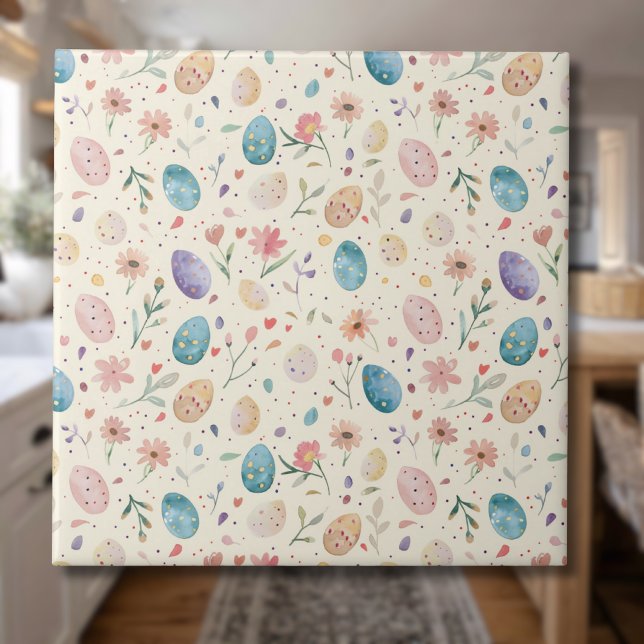 Flores de Páscoa Aquarela Vintage Folhas Ovos (Criador carregado)