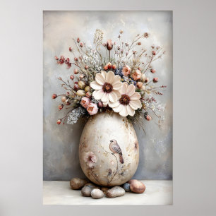 Flores de Páscoa com Ovos, Impressão Vintage de Pr
