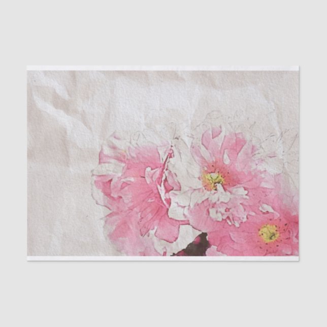 Flores De Pedeno Rosa De Aquarela Em Papel Antigo (Frente )