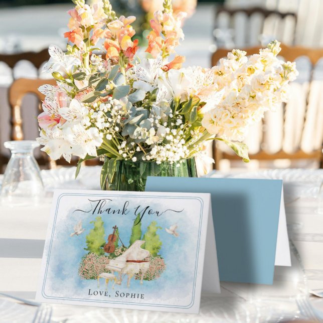 Flores de Piano Violino Casado Doves Cartões de ag (Criador carregado)