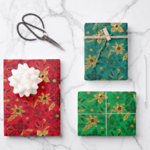Flores de Poinsettia de Natal Douradas