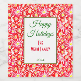 Flores de Poinsettia Vermelha Rótulo do Frasco de