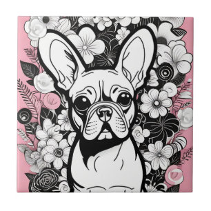 Flores de pop art e Bulldog Francês