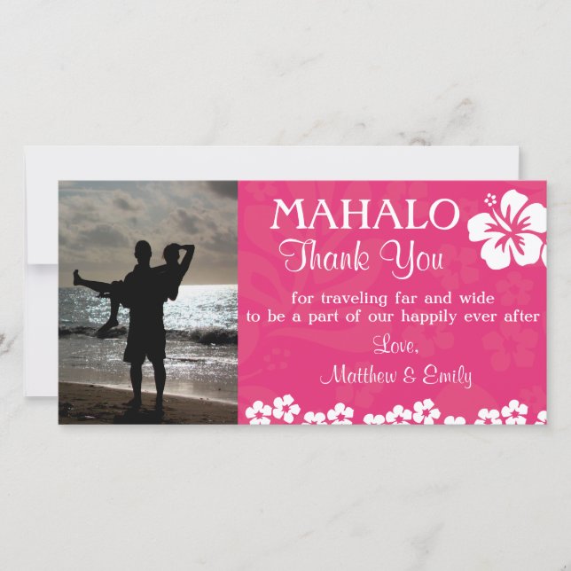 Flores De Praia Rosa Obrigado Cartão com fotos (Frente)