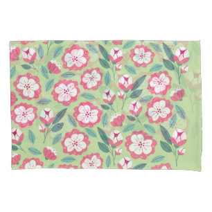 Flores de primavera, ervas, faixa verde-clara.