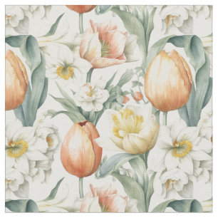 Flores de primavera Tulipas tecido Padrão de Daffo