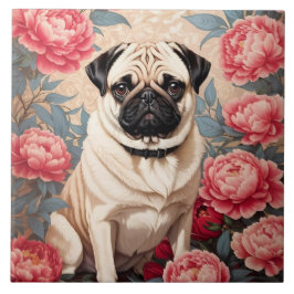 Flores de Pug e Peony William Morris Inspirado