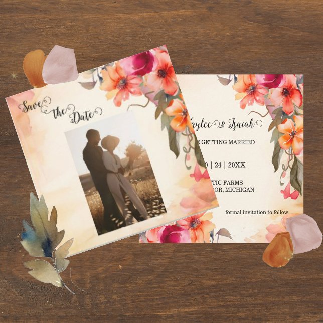 Flores de Queda Casando Salvar a Data (Criador carregado)