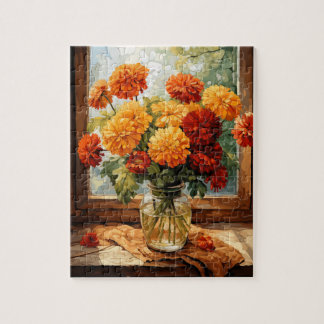 Flores De Queda Marigold Quebra-cabeça 110 Pcs. 8"