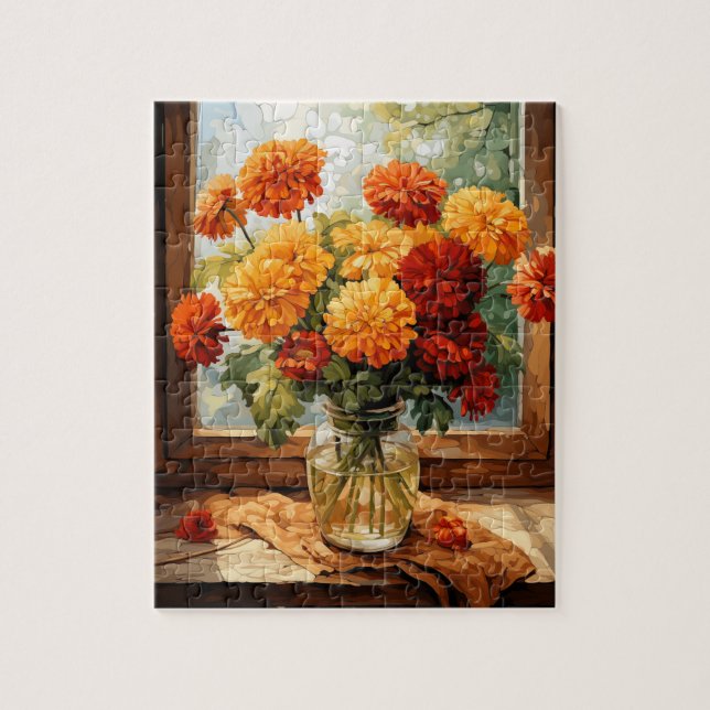 Flores De Queda Marigold Quebra-cabeça 110 Pcs. 8" (Vertical)