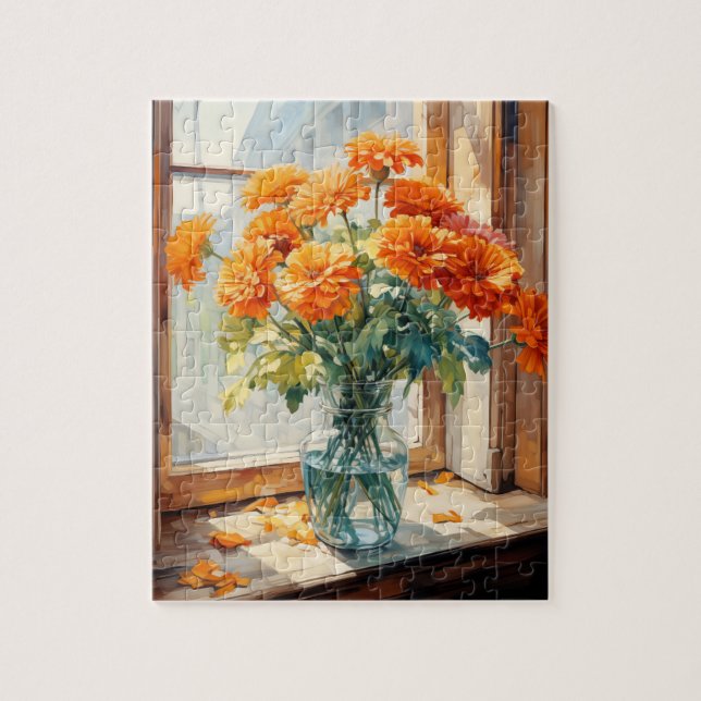 Flores De Queda Marigold Quebra-cabeça 110 Pcs. 8" (Vertical)