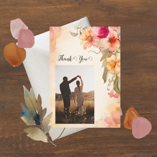 Flores De Queda Obrigado Cartões (Criador carregado)