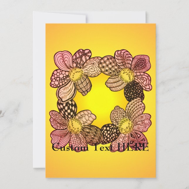 Flores de rabisco em pêssego, laranja e Dourado (Frente)