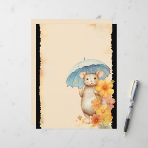 Flores de rato mancharam papel de laranja rosa azu