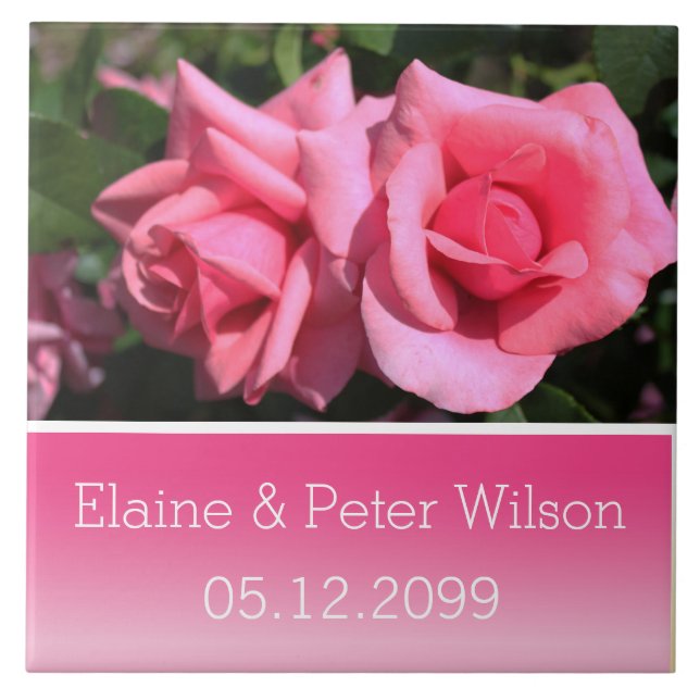 Flores de rosa duplas quentes rosa casamento anive (Frente)