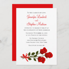 Flores de Rosa vermelha Floral Convite de Casament