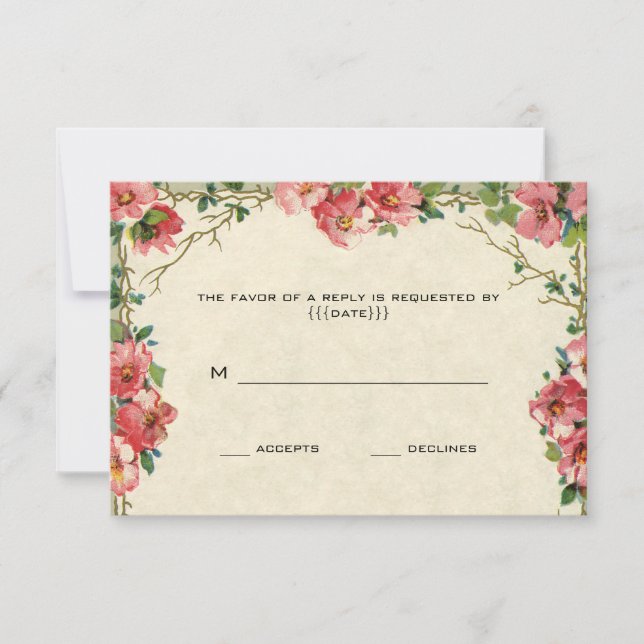 Flores de Rosas Rosa Floral, RSVP de Casamentos vi (Frente)