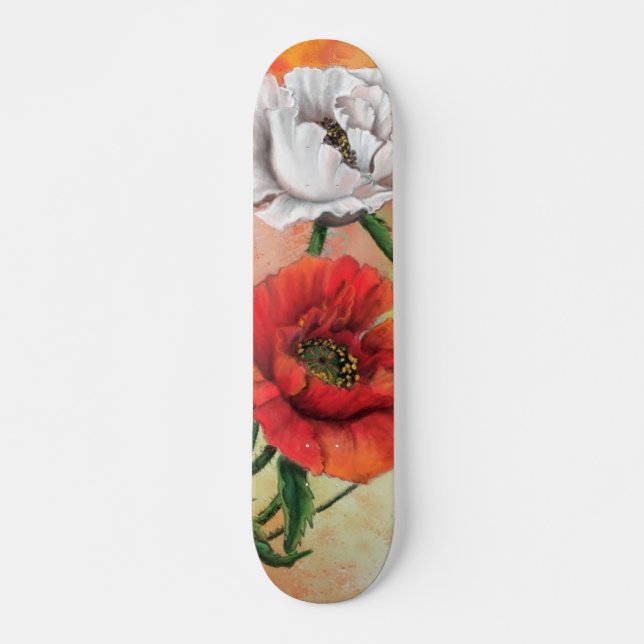Flores de skate de branco vermelho (Frente)