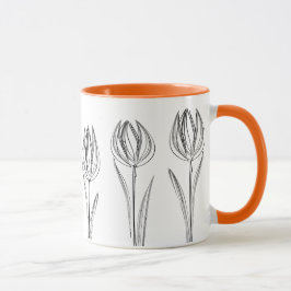 Flores De Tulipas Que Desenham Caneca De Jardineir