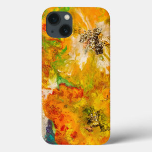 Flores de Verão abstrato Laranja Dourado Amarelo