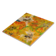 Flores de Verão abstrato Laranja Dourado Amarelo