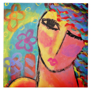 Flores de Verão Abstrato Retrato de uma Mulher
