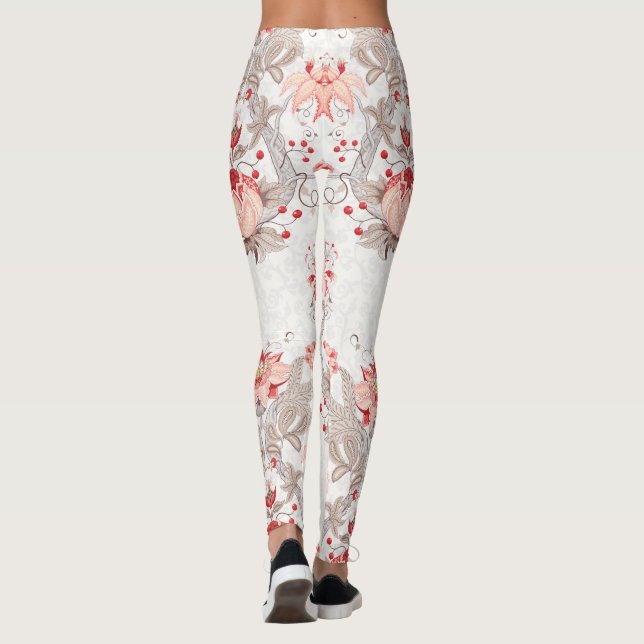 Flores de videira sem soldadura Leggings (Verso)