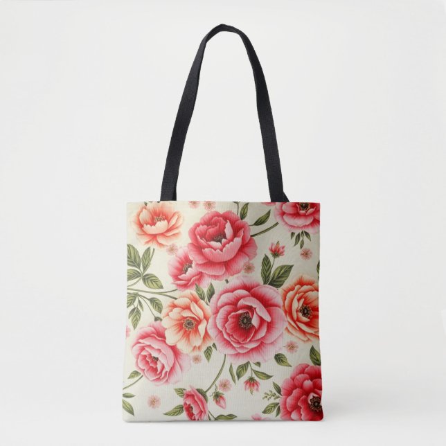 Flores de Vintage lindas Sacos de Tote (Frente)