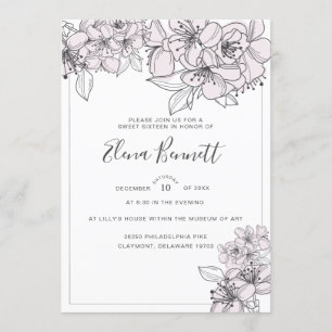 Flores Desenhadas À Mão Doce 16 Convites