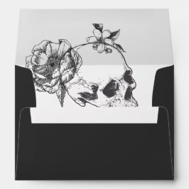 Flores desenhadas à mão gótica Caveira 5x7 Convite