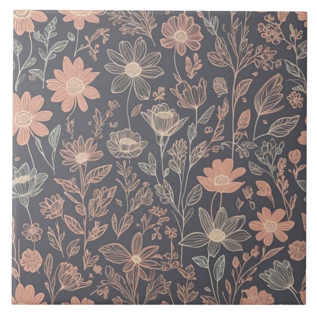 Flores desenhadas com ilustração de forma cúbica (Frente)