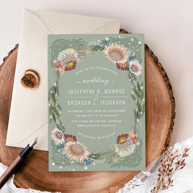 Flores Desenhadas Convite Único De Casamento De Sá (Criador carregado)
