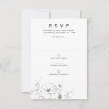 Flores Desenhando RSVP de Casamento Mínimo Elegant