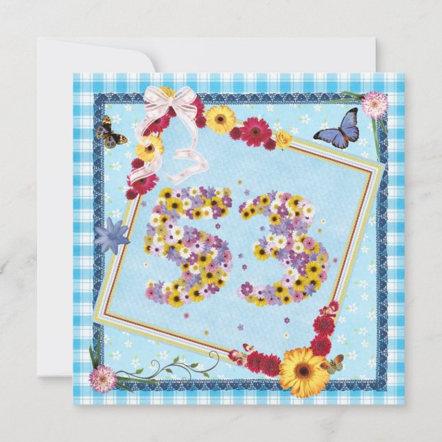 Flores do Convite de aniversário 53,borboletas (Frente)