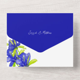 Flores do Iris Indigo Elegante pintadas à mão