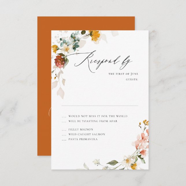 Flores do Jardim de Queda H2 do PixDezines RSVP (Frente/Verso)