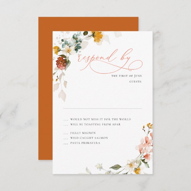 Flores do Jardim de Queda H2 do PixDezines RSVP (Frente/Verso)