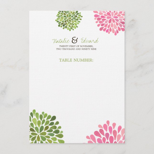 Flores do menu do cartão & do casamento do lugar (Frente)