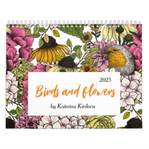 Flores e aves Calendário 2025