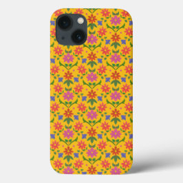 Flores e Bolinhas no Mini gabinete do iPad amarelo