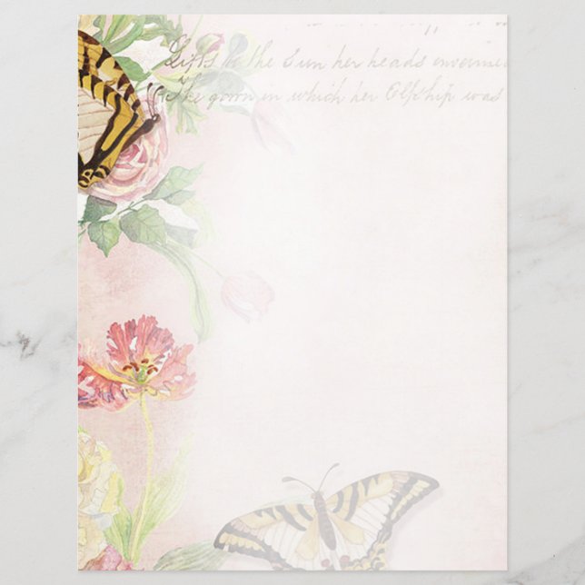 Flores e borboletas rosa (Frente)