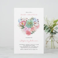Flores e Convite para Bebê do Coração Suculente Br
