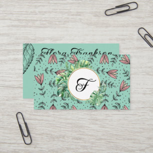 Flores e folhagem cartão de visita simples