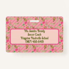 Flores E Folhas De Crachá Personalizado